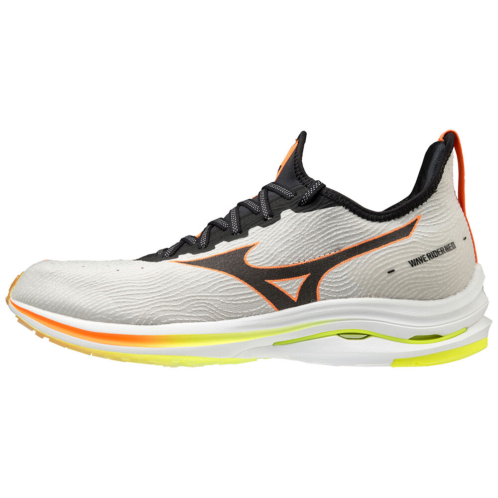 Sapatilhas Running Mizuno Wave Rider Neo - Homem - Branco/Pretas/Laranja - LAOSI1287